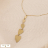 Collier Y acier inoxydable cascade de cœurs romantique minimaliste 0125034 doré