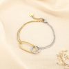 Bracelet acier inoxydable bicolore anneaux entrelacés double chaîne maille forçat 0226029 doré/argenté