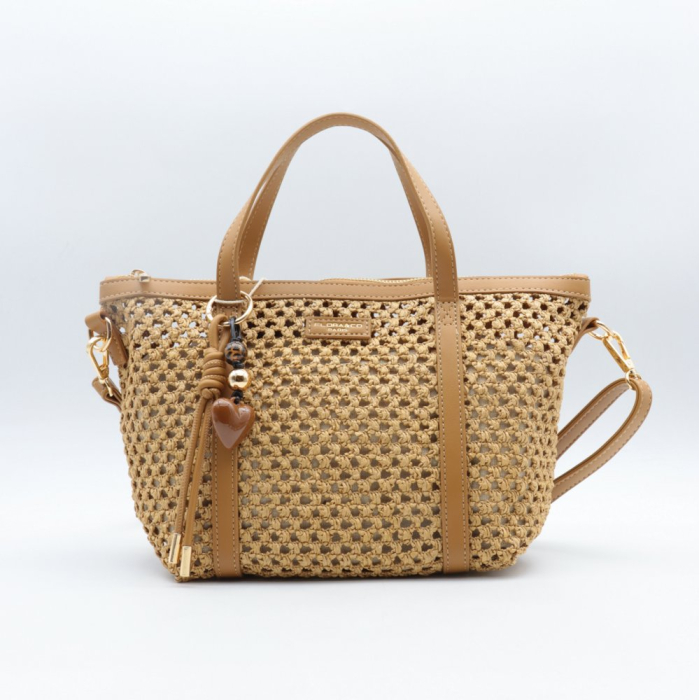 Mini-cabas Flora&amp;Co paille papier simili-cuir 0926 naturel/beige