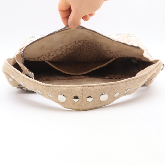 Sac porté épaule Flora&amp;Co simili-cuir clouté façon daim 0926 naturel/beige