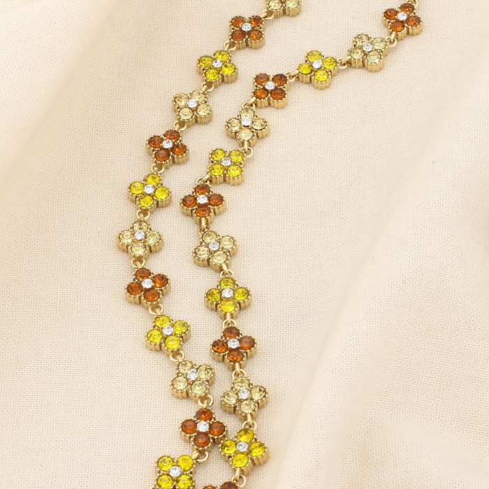 Collier acier inoxydable trèfles strass 0126148 taupe