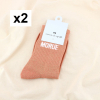2 paires de chaussettes paillettes à message “MORUE” 0626002 rouge corail