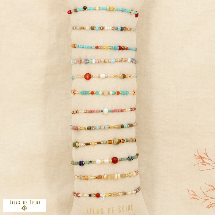Ensemble 12 bracelets perles multicolores acier 0226128 multi