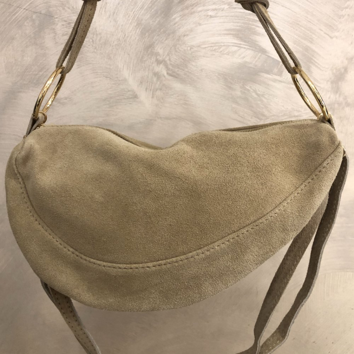 Sac porté épaule cuir véritable style daim 0926029 naturel/beige