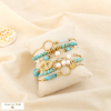 Ensemble 6 bracelets acier pierre nuance turquoise 0226160 bleu turquoise