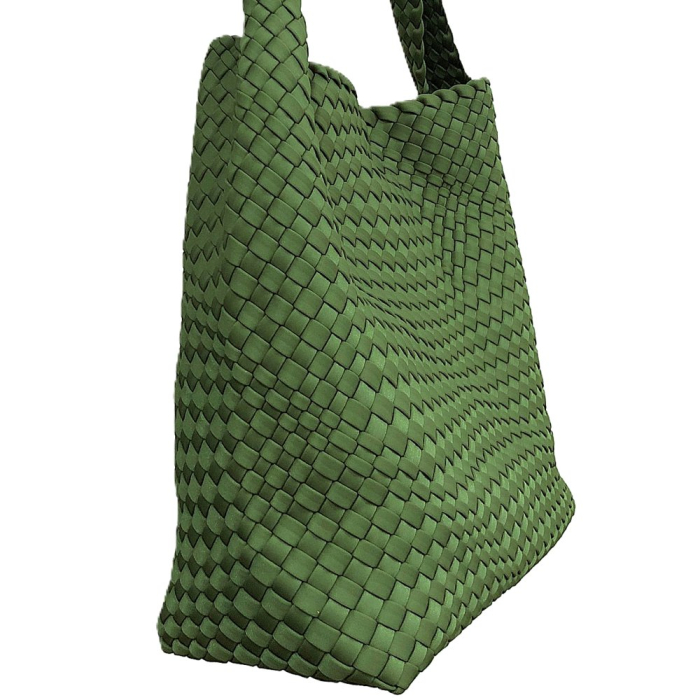Sac porté épaule tressé nylon synthétique  format hobo 0926032 vert kaki