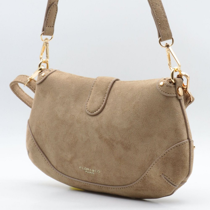 Sac porté épaule Flora&Co simili daim clouté 0926033 taupe