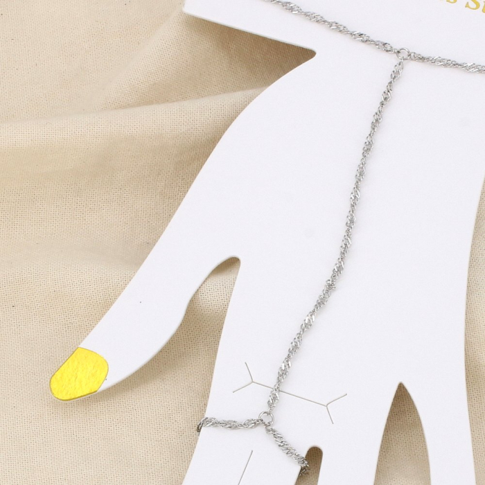 Bijou de main acier inoxydable minimaliste chaîne torsadée 0226098 argenté