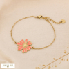 Bracelet marguerite émaillée acier inoxydable 0225016 rose nude