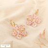 Boucles d’oreilles pendantes fleur résine créole acier 0326134 rose