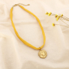 Collier acier inoxydable polyester cœur solaire 0126184 jaune