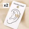 Bague d’Oreille Acier Inoxydable Double Anneau Trèfle Strassé 0326100 doré