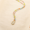 Collier Trèfle Strass Émail Coloré Chaîne Dorée Acier Inoxydable 0126147 multi