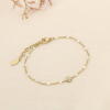 Bracelet Trèfle Strass Émail Coloré Chaîne Dorée Acier Inoxydable 0226131 blanc