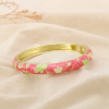 Bracelet jonc ouvrable floral métal émail marbré 0226222 rose