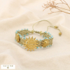 Bracelet coulissant soleil visage souriant acier inoxydable cristal 0226022 vert aqua
