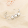 Bracelet jonc double-rangs ouvert acier inoxydable cabochons 0226085 argenté