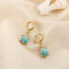 Mini-créoles pendantes acier inoxydable tortue émail 0326151 bleu turquoise
