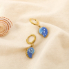 Mini-créoles acier inoxydable breloque escargot de mer émail 0326155 bleu