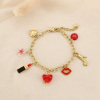 Bracelet charms coeur rouge à lèvres bouche botte fleur acier inoxydable 0226223 rouge