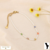 Chaîne de Cheville Perles de Rocaille Acier Inoxydable 0224037 blanc