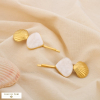 2 barrettes cheveux coquillages acier inoxydable résine marbrée 0625036 blanc