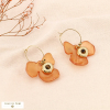 Créoles acier inoxydable fleur résine 0324061 marron