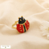 Bague réglable acier inoxydable coccinelle porte-bonheur émail 0425060 rouge
